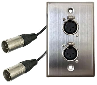 DIYTECH Premium XLR Wall Plate, Solderless, No Solder, Audio Wall Plate, for Pro Audio Installation Female to Male 2-Port