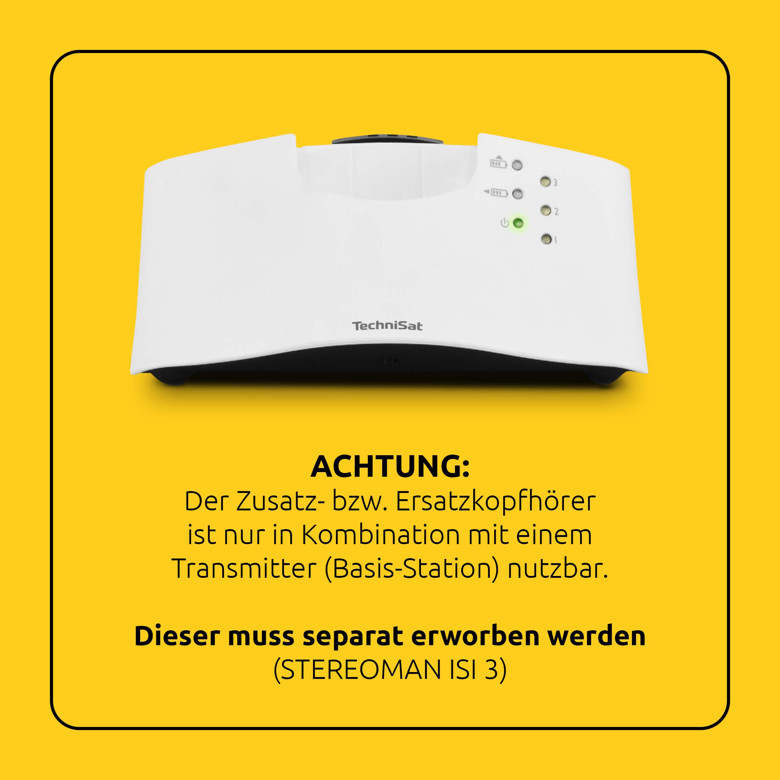 TechniSat STEREOMAN ISI 3 – Cuffie (secondo auricolare, senza fili stereo con batteria, senza trasmettitore, solo compatibile con STEREOMAN ISI 3) bianco