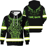 Vista 17 de Matedecor Camisa de Alta Visibilidad con Cráneo para Hombre, Camisas Reflectantes de Seguridad con Bandera de EE. UU., Nombre Personalizado