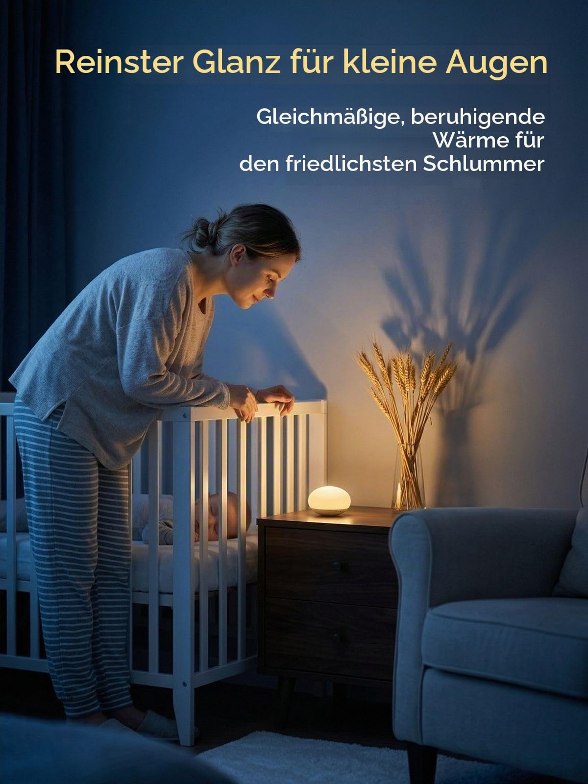 Anico Baby Night Light, Minimalist Nursery Lamp for Breastfeeding, Soft BPA-Free Silicone Touch, Eye-Caring, Easy Flip Design, Stepless Dimming, 1-Pack