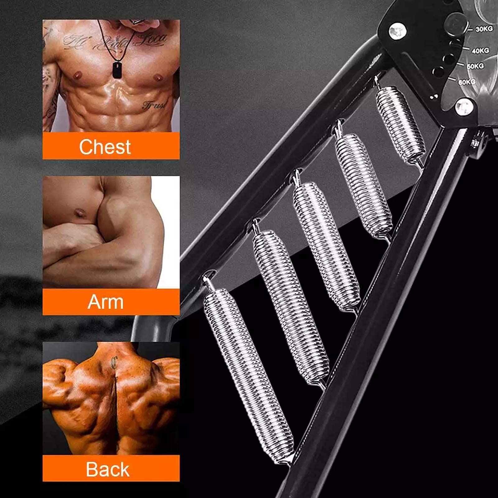 Ejercitador de brazos, expansor de pecho de entrenamiento de fuerza 4 en 1, resistencia ajustable de 66 a 132 libras, equipo de entrenamiento muscular con asas antideslizantes
