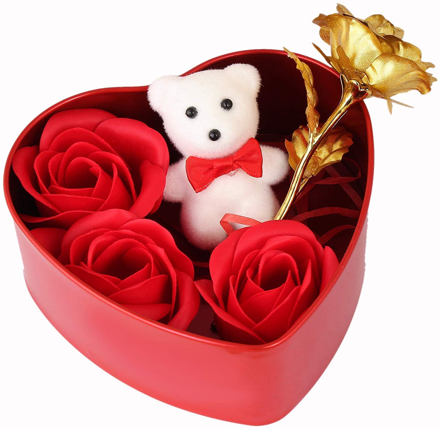 Gift for Girlfriend on Valentines Day Girls Girlfriend Wife Her - Romantic Valentines Gift Combo (Artificial Rose with Red Scented Rose Flowers, Teddy)-image-10