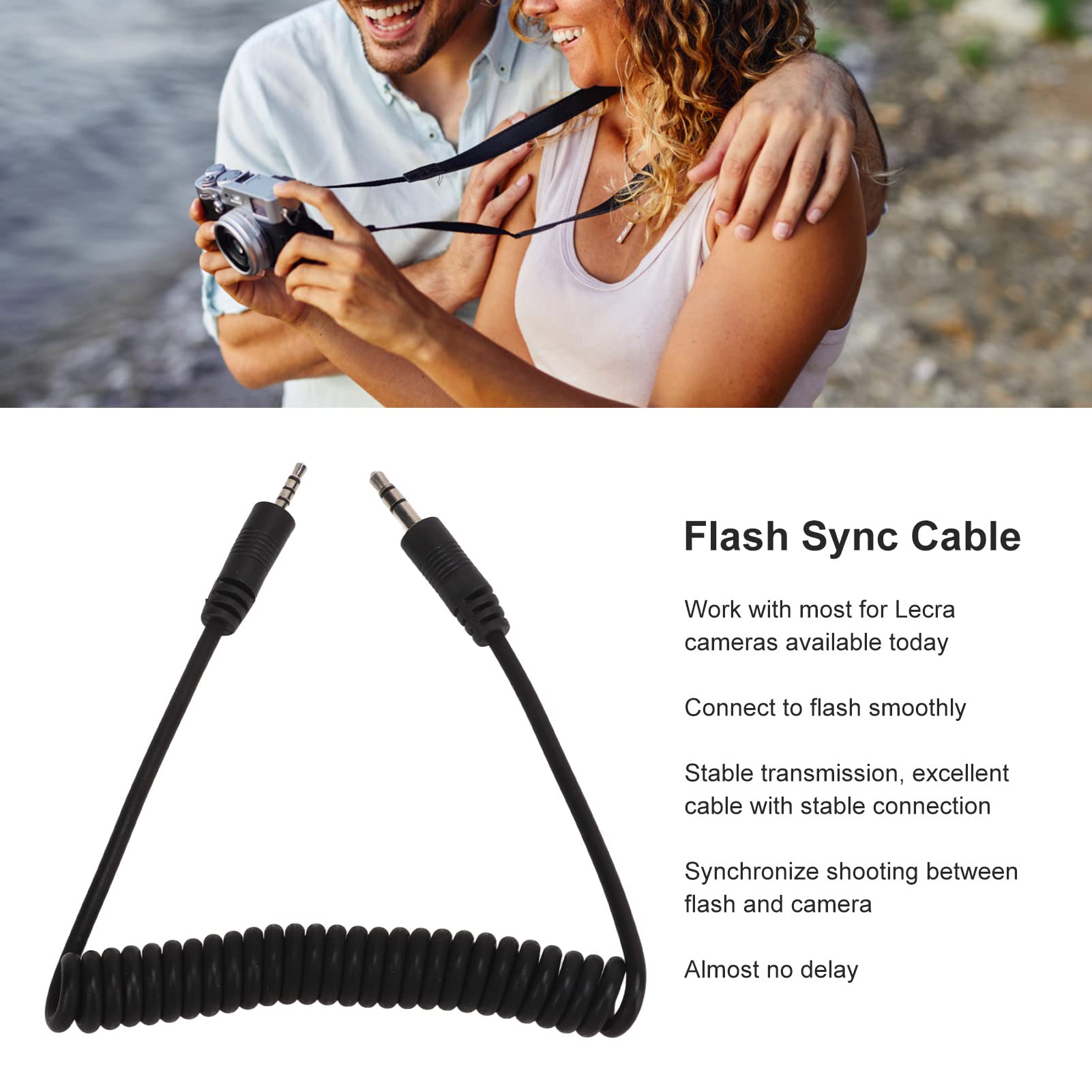 Kabel do Synchronizacji Błysku 2,5 Mm, Spiralny Przewód Męski na Męski 3,5 Mm, Konstrukcja Sprężynowa, do Serii V-LUX, DIGILUX, do Wszystkich Serii GF, GH, G, L, LC, FZ