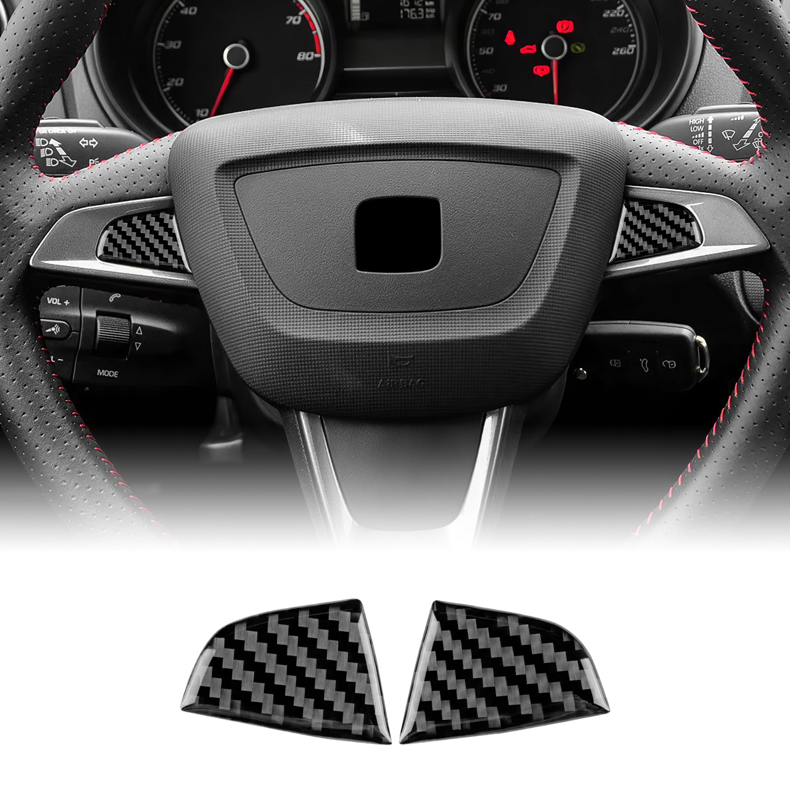 Garniture volant Seat Ibiza anti-rayure look carbone noir pour habitacle