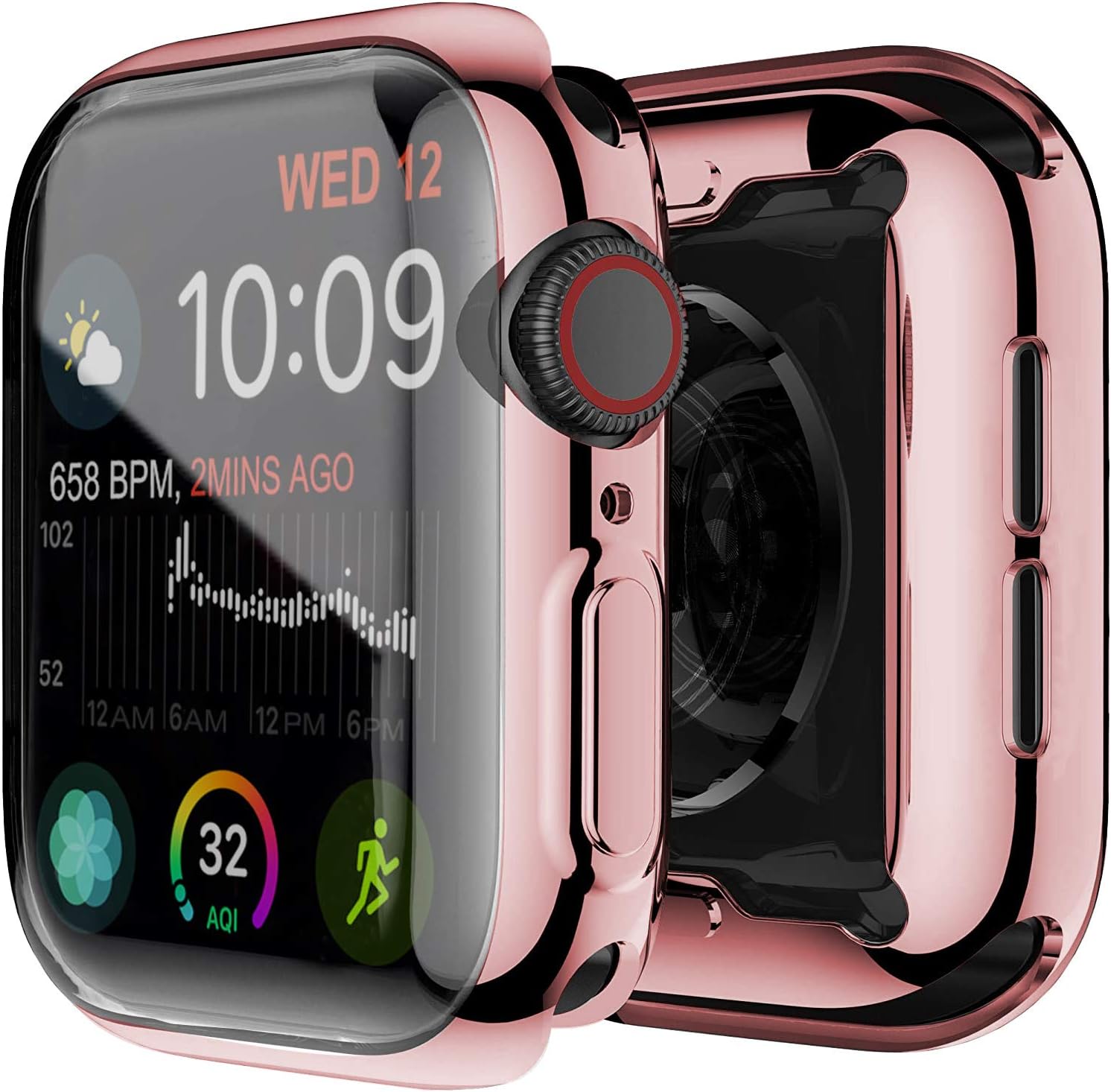 YoLin[2-Pack] All-around TPU Screen Protector Compatible with Apple Watch Series 6/ SE/Series 5 / Series 4 44mm, Soft Protective Case For iwatch 44mm (1 Rose-Pink + 1 Transparent)