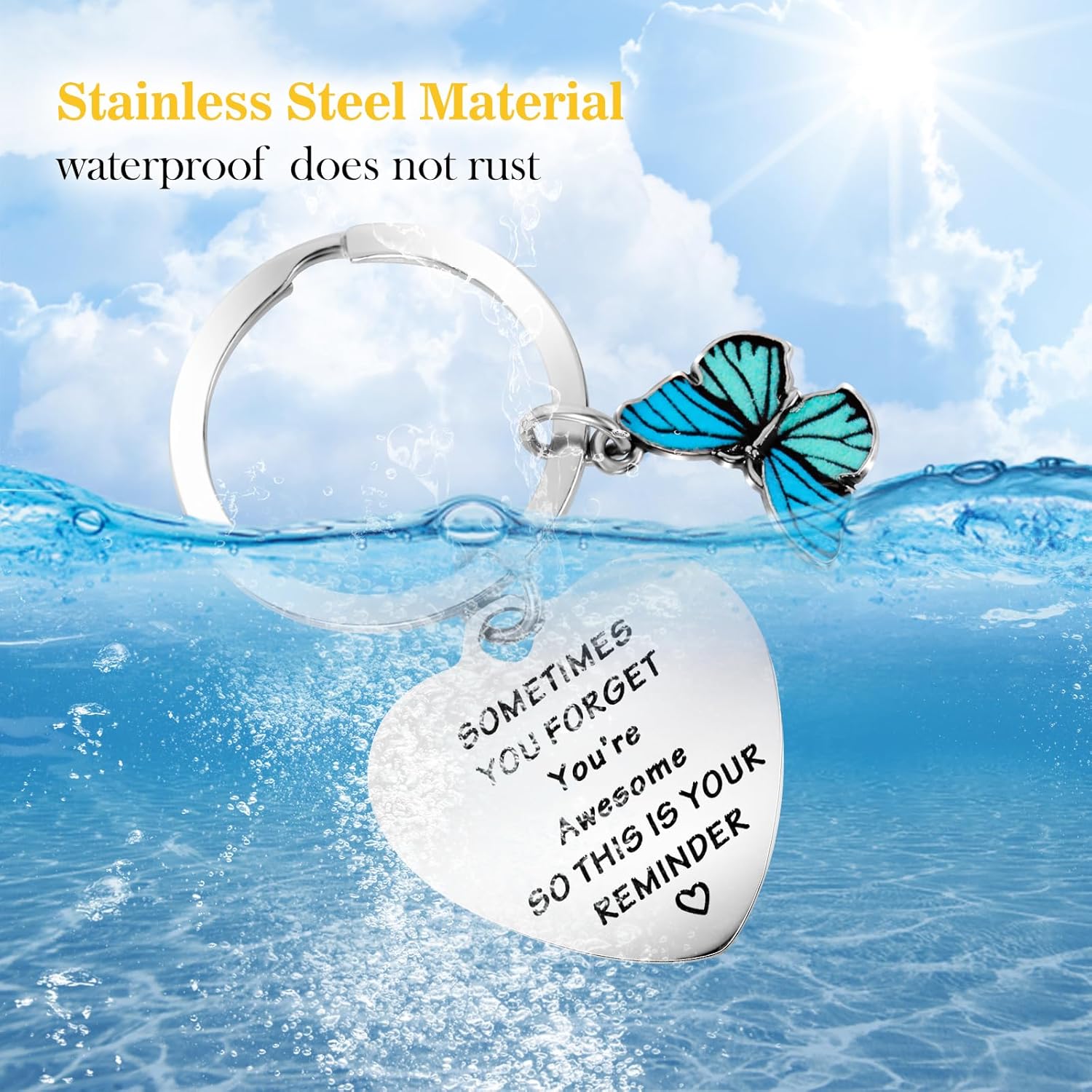 cobee 10 Pcs Inspirational Keychains for Women, Funny Butterfly Keychain Motivational Encouragement Thank You Gifts - Image 6