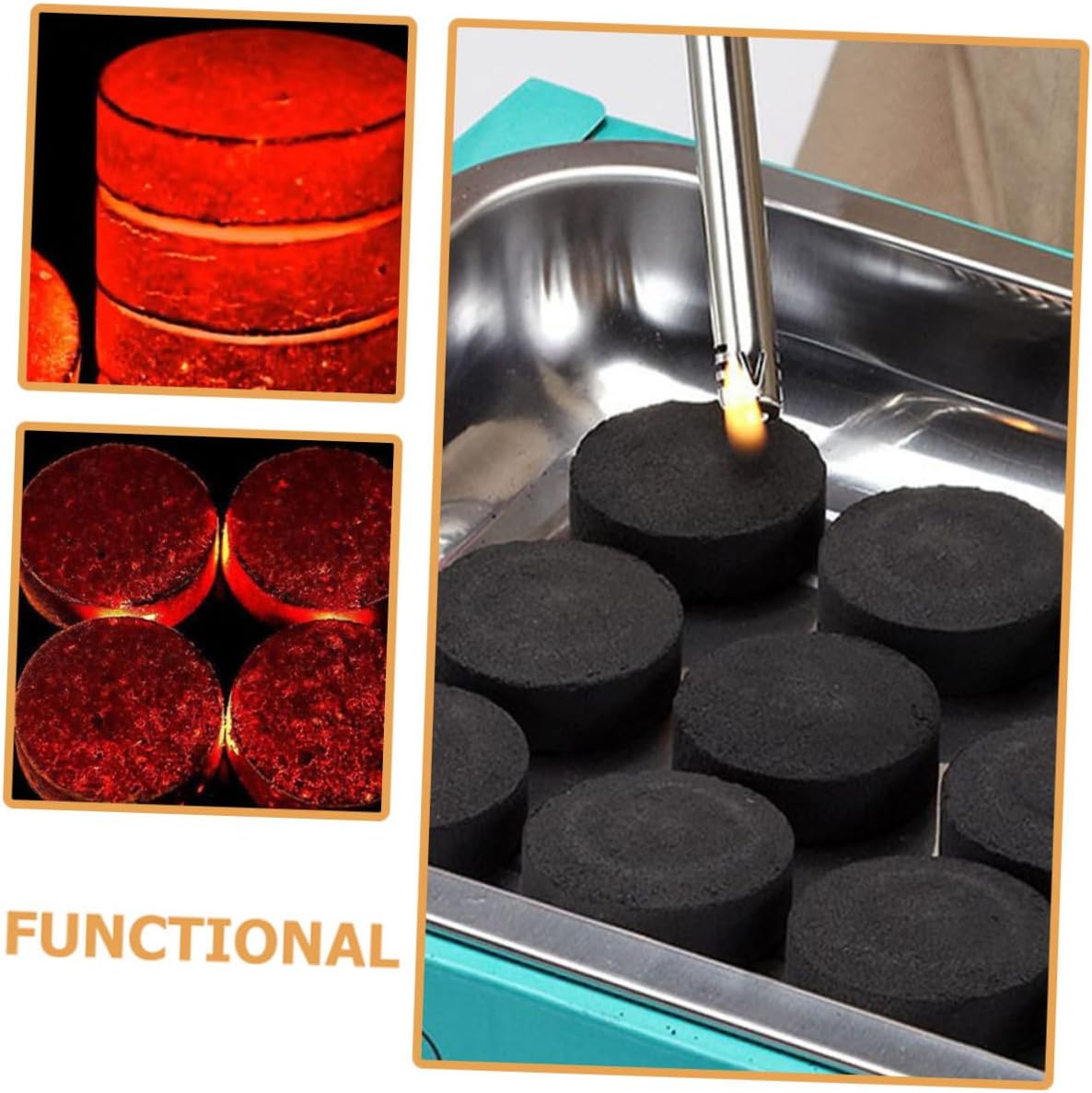 70pcs Fireplace Tablets Grilling Charcoals Charcoal Briquettes for Stove Fire Grill Cooking