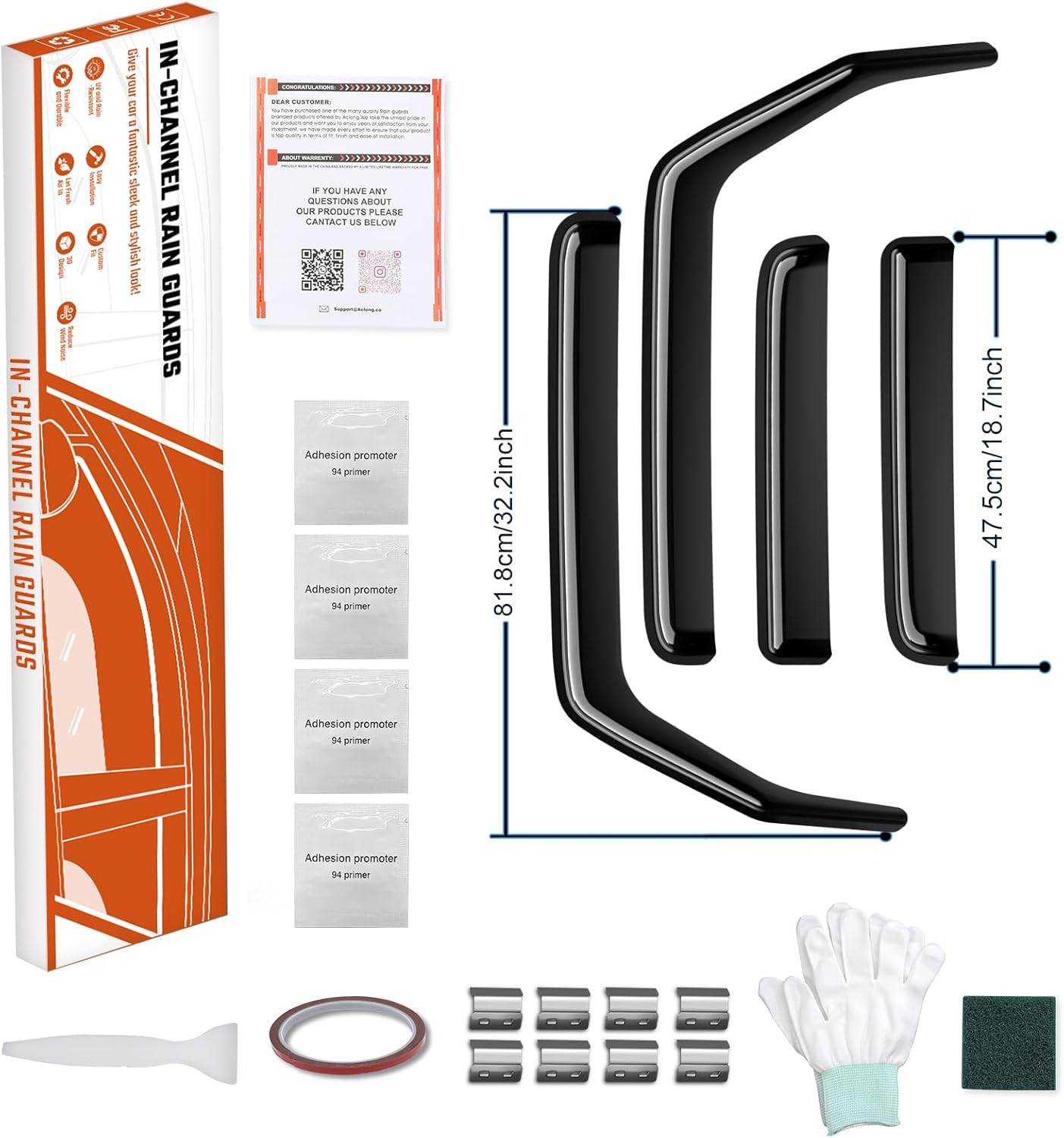 ACLONG in-Channel Rain Guards Black Window Visor Compatible with Jeep Wrangler JK 4-Door 2007-2017 Side Shatterproof Sun Visor, Window Deflectors, 4-Piece Set