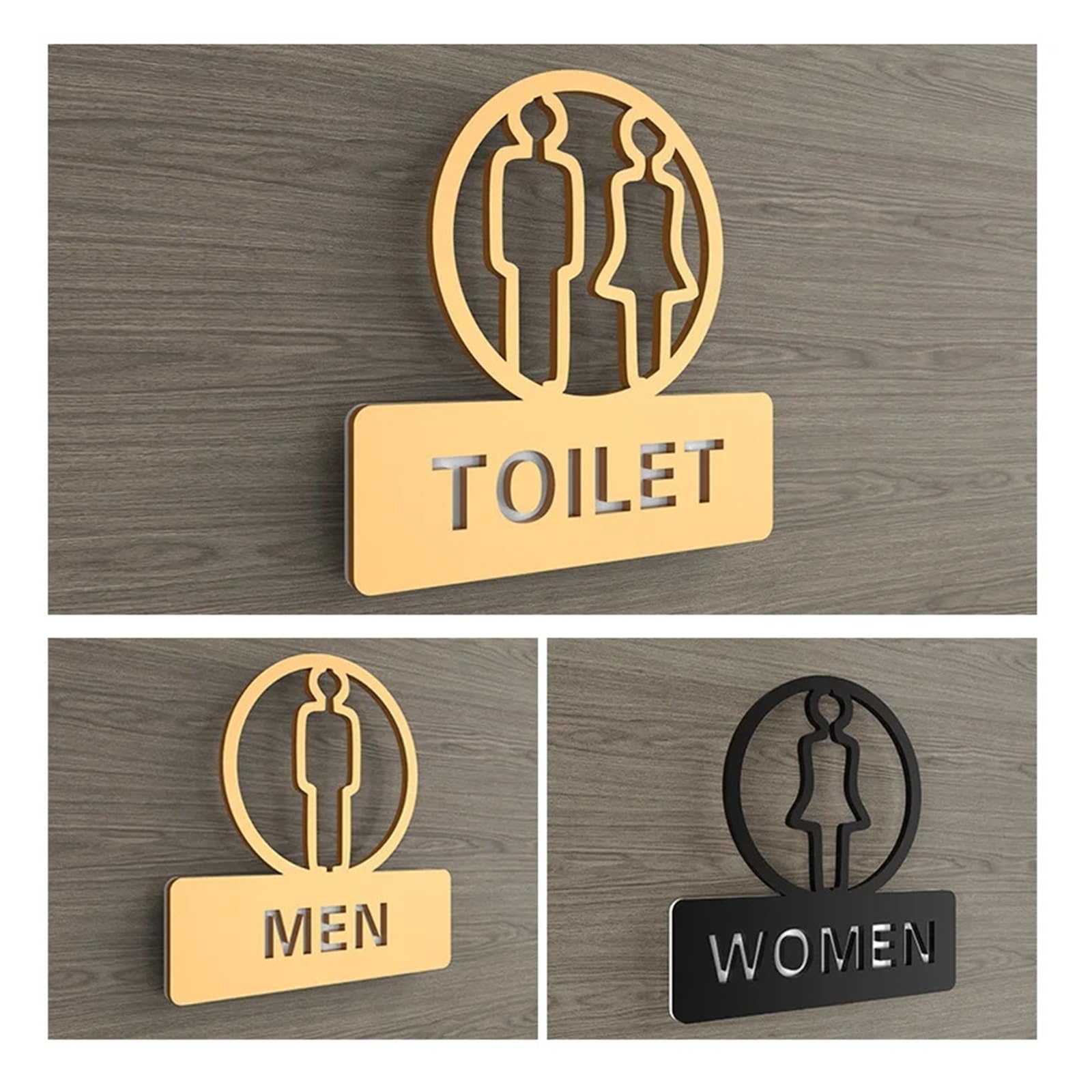 Plaque WC Acrylique Creux créatif Salle de Bain signalisation Toilettes mâle et Femelle Toilette signalisation WC Haut de Gamme Club hôtel Porte coulissante Autocollant Signe(7,20x20cm)