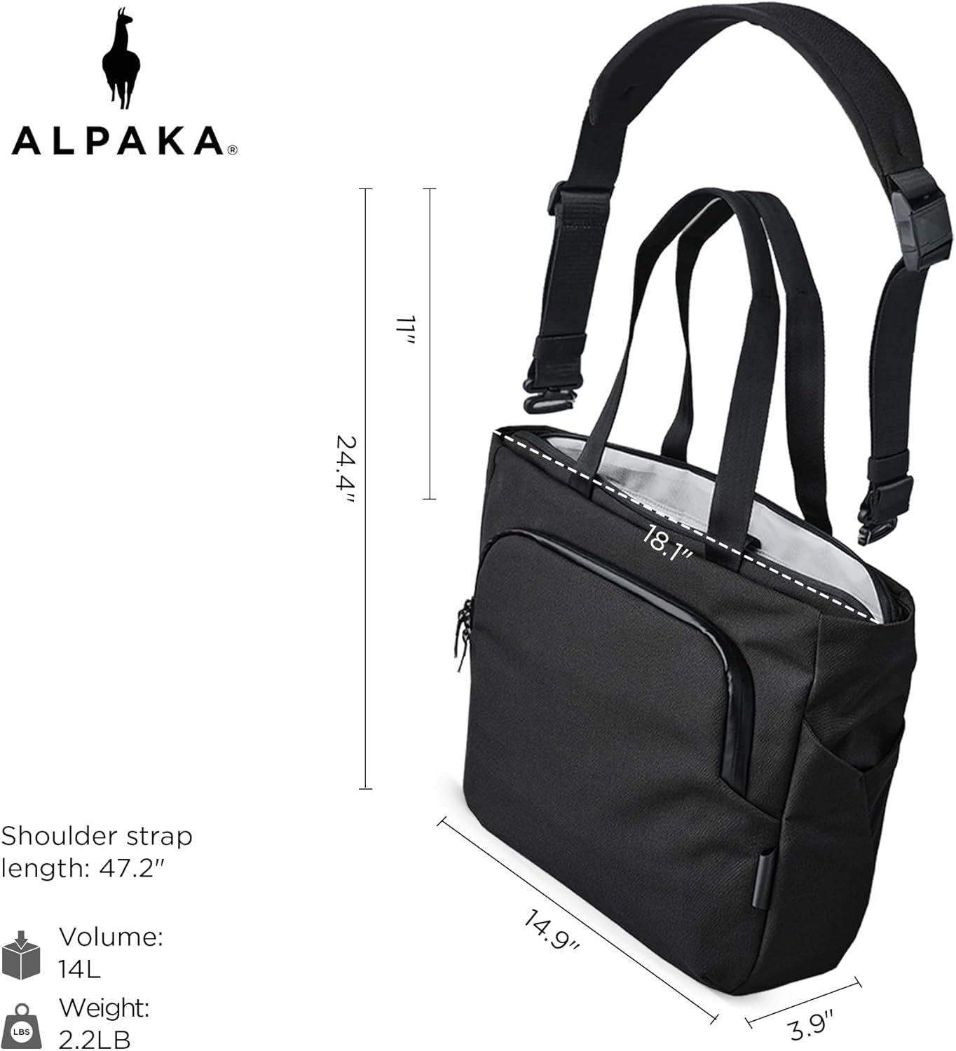 ALPAKA Bravo Tote Bag and Zip Pouch Pro - Weatherproof 16 Inch Laptop Briefcase for Men & Women, Work Travel Tote with Shoulder Strap - Minimalism Zipper Wallet - RFID Blocking ID Card Holder