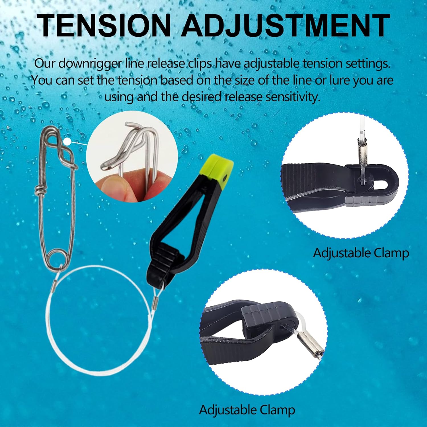 EUPHENG Downrigger Line Release Clips, 18-Inch Leader with Snap, Weight Release Clips for Planer Board Downrigger Trolling Offshore Fishing