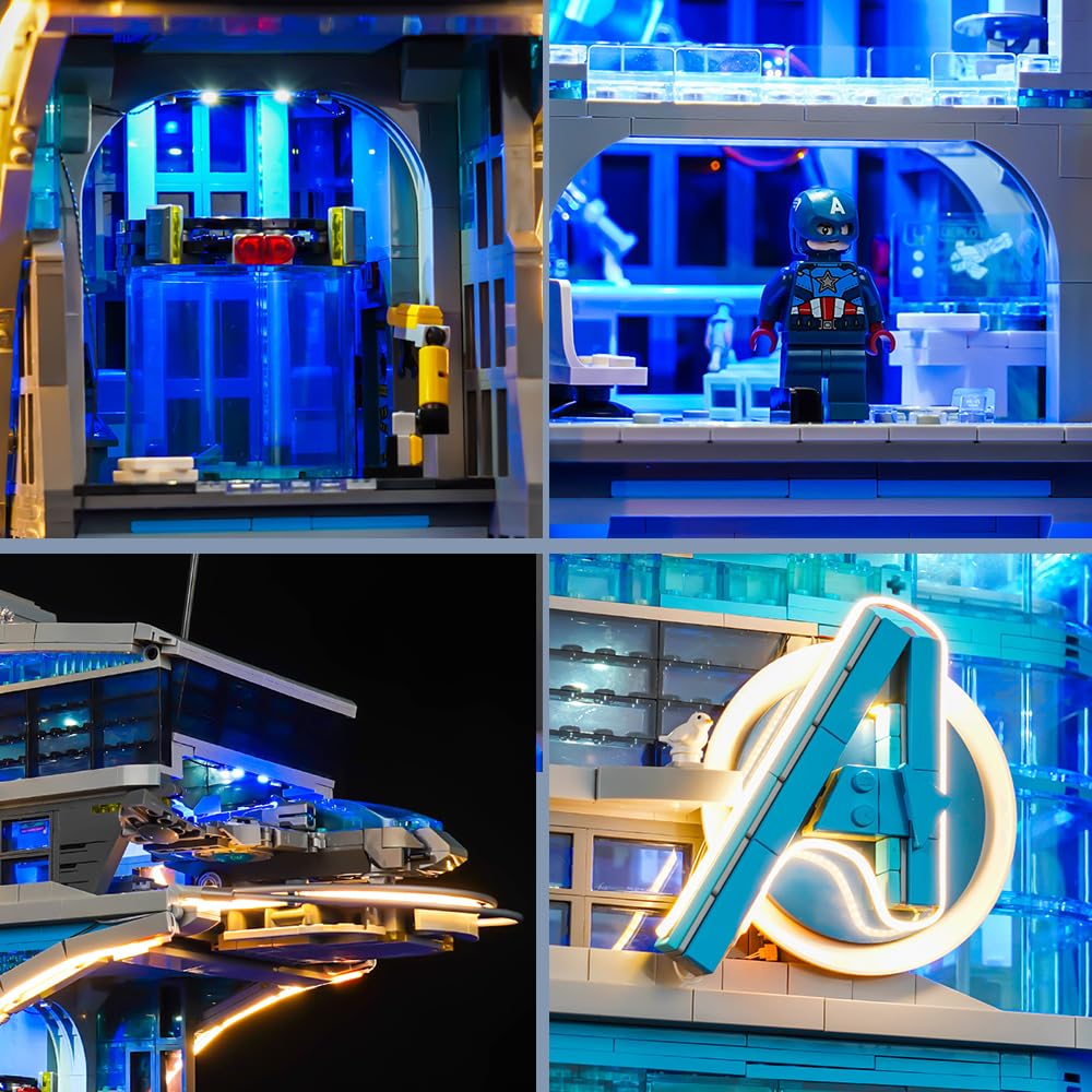 Set di luci a LED con telecomando compatibile con Lego Super Heroes 76269 Avengers Tower (non modello), set di illuminazione decorativa per giocattoli creativi Avengers Tower