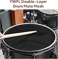 Vista 8 de Juego de 5 piezas de tambor con cabeza de tambor, piel de doble malla, práctica silenciosa, cabeza de tambor silenciosa, piel portátil
