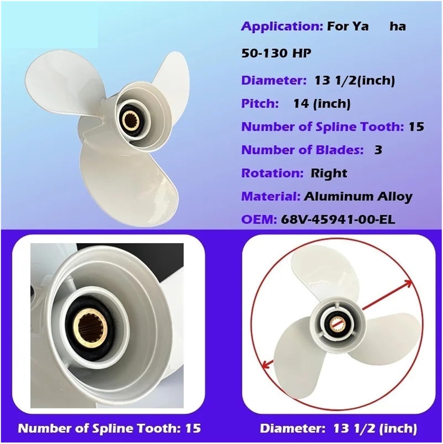 ヤマハ純正部品 プロペラ SS 3X13-1/2X14-K 品番 688-45932-60 船外機