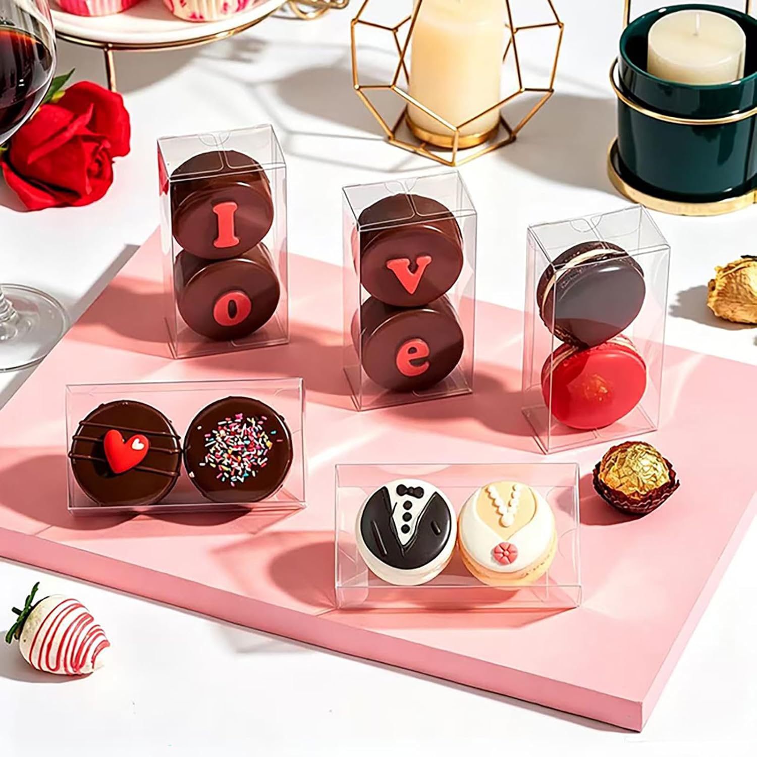 100 Pack Clear Macaron Boxes Chocolate Covered truffle Boxes image 3