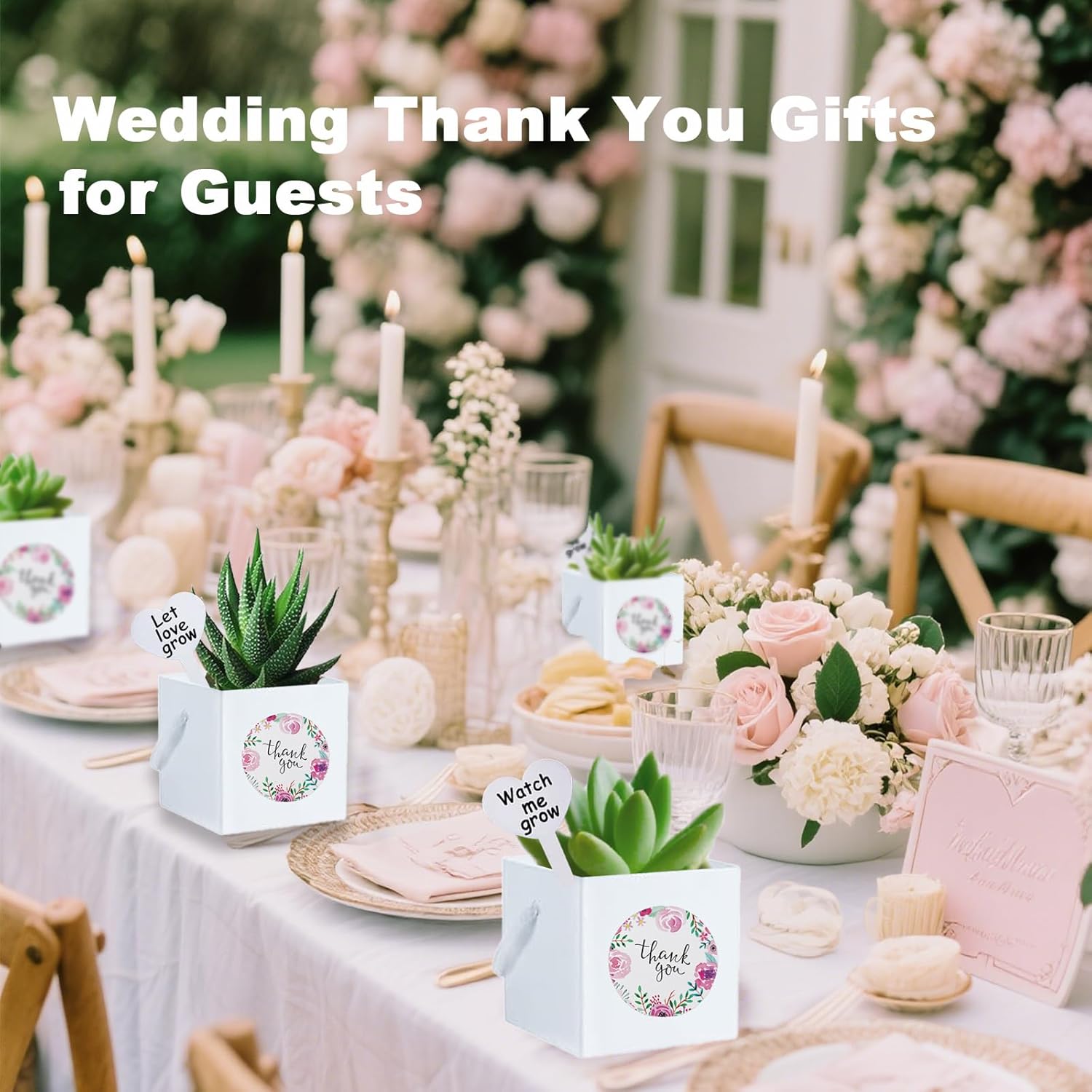 40 Pack Succulent Wrap Bags Set with 2.5 inch Succulent Gift Bags, Heart Plant Tags, Thank You Stickers and Mark Pen, Great Party Favor Gifts for Wedding, Baby Showers, Bridal Showers(White) - Image 5