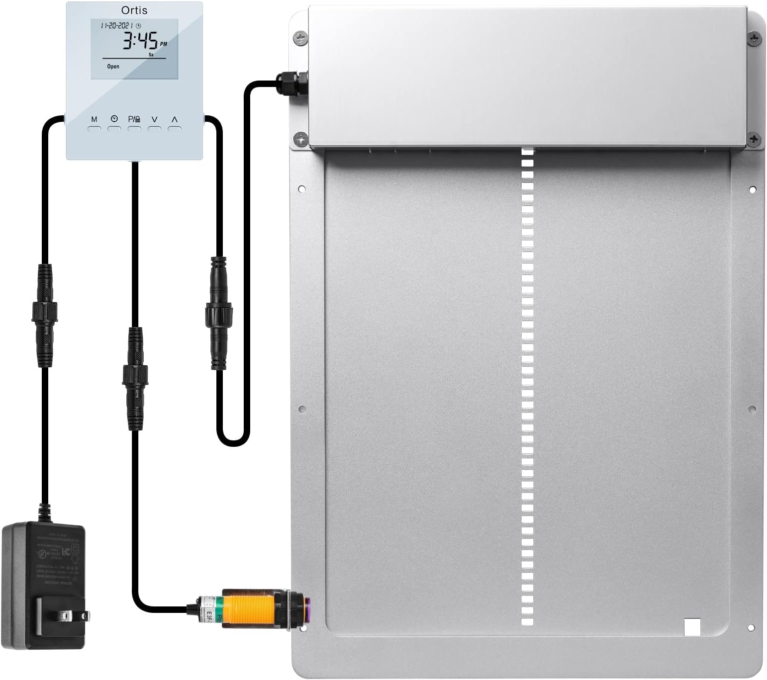 Ortis Automatic Chicken Coop Door Opener & Closer, Programmable Timer Controller, Infrared Safety Sensor, Gray, 10" x 12"