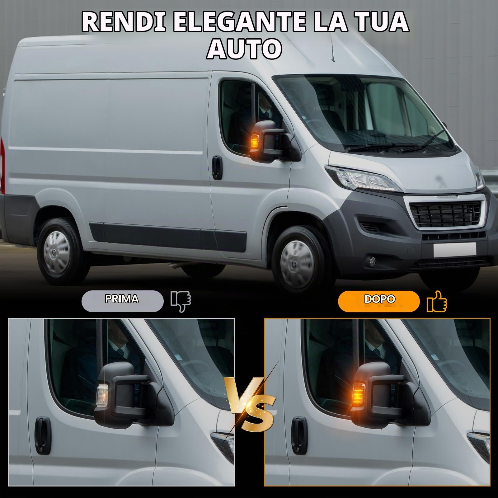 Frecce Specchietto a Indicatori di direzione Specchietto Retrovisore Laterale Compatibile con BOXER FIAT DUCATO RAM PROMASTER CITROEN JUMPER RELAY, 2 Pezzi Canbus