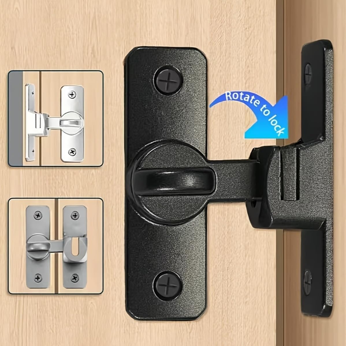 Two Sturdy Metal Padlocks 90 180 Degree Rotating Security Locks Suitable for Barn Doors Bathroom Sliding Garages Bedrooms Cabinets Durable Zinc Alloy Door with Anti Pry Features Commercial Grade Home