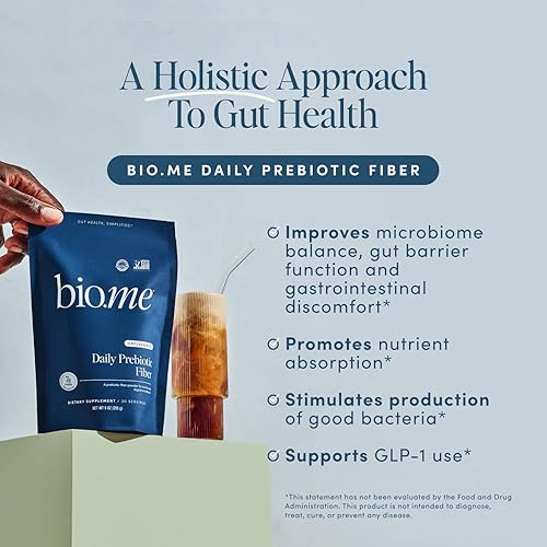Miniatura 3 de Bio.me Polvo diario de fibra prebiótica sin sabor, 0.27 onzas por porción, suplemento de fibra soluble e insoluble en polvo para mujeres y hombres