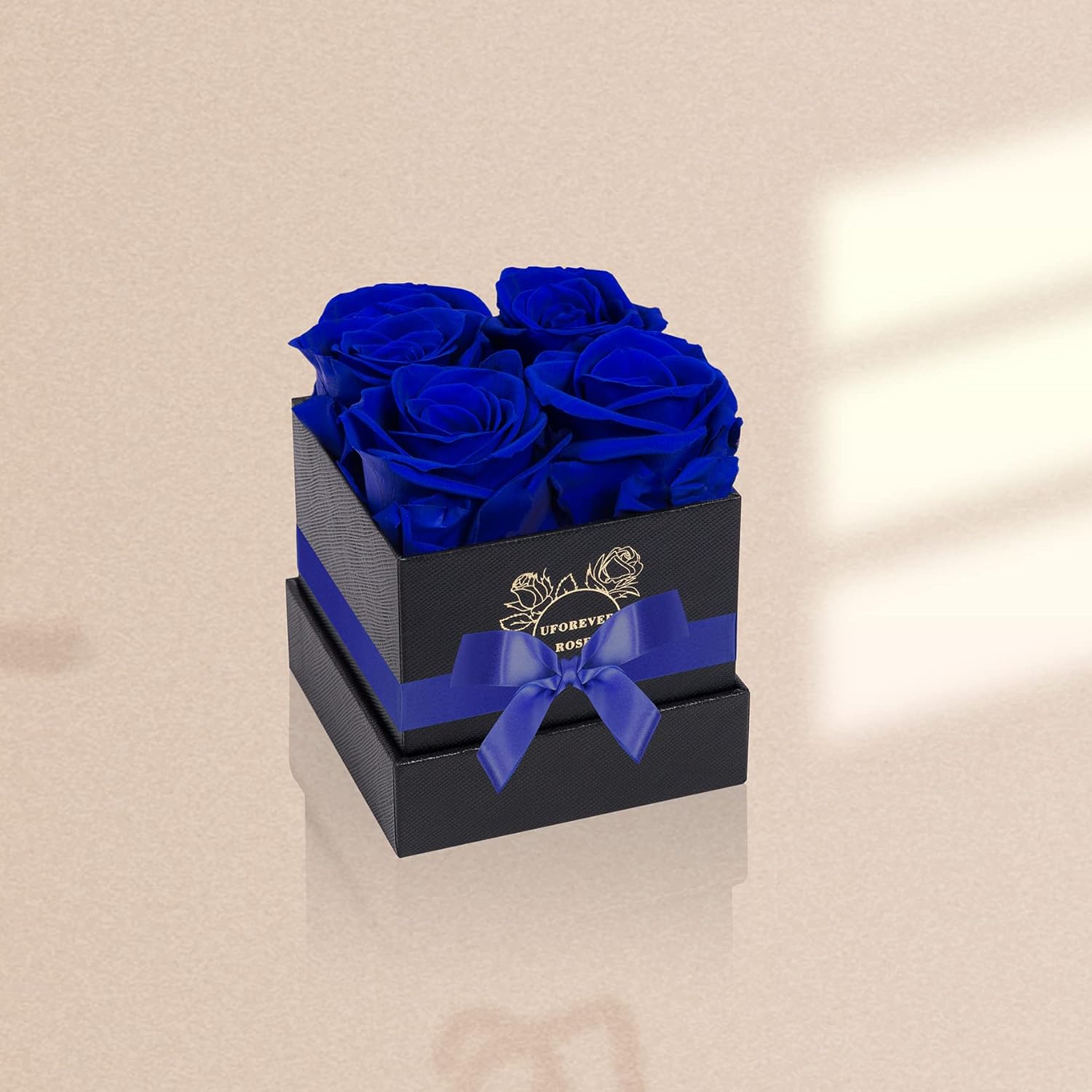 4-Piece Preserved Roses in a Box, Preserved Flowers, Roses Gift for Her, Royal Blue - Image 4