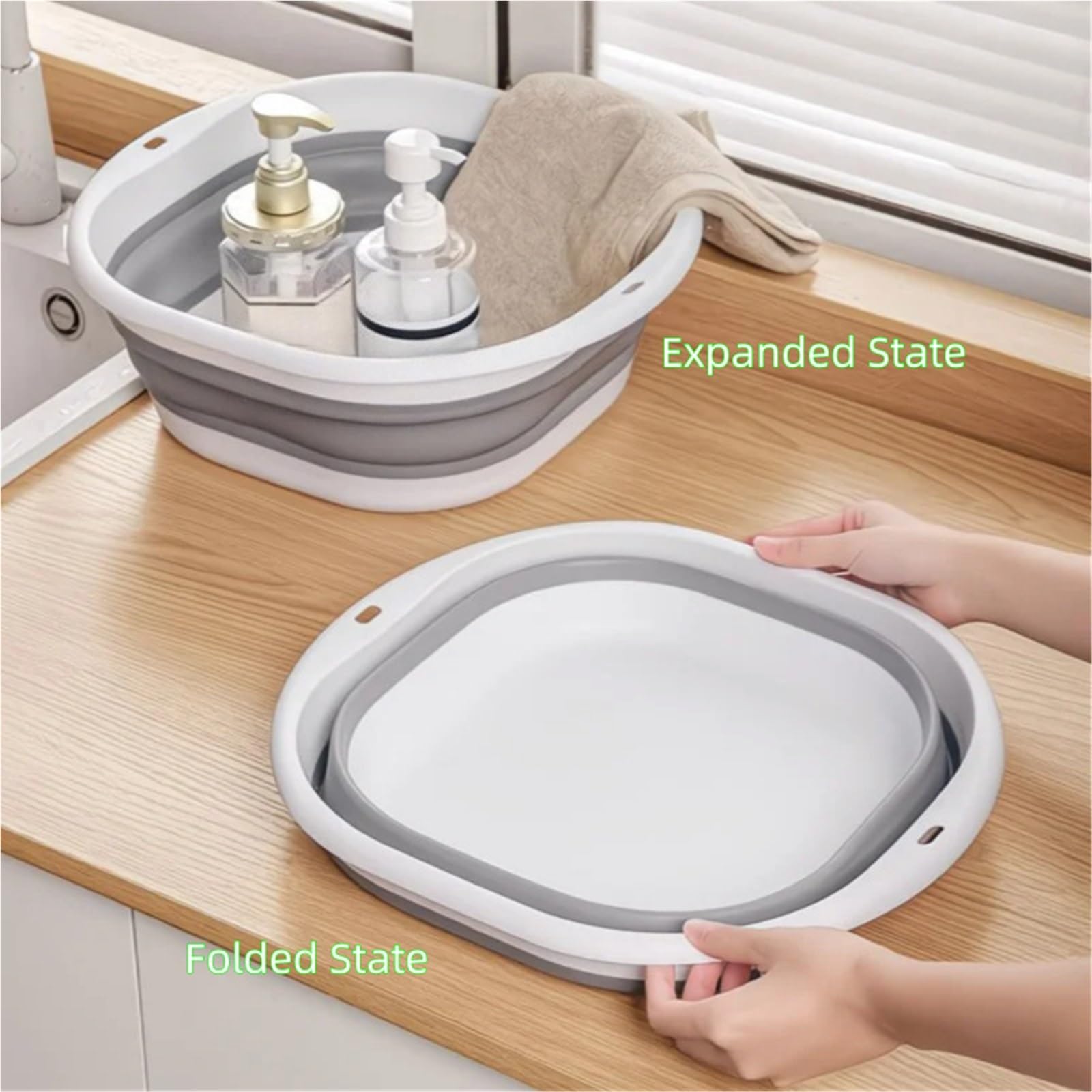 Set da 3 pezzi bacino pieghevole portatile vasca salvaspazio for viaggi, campeggio e avventure all'aria aperta Mater addensato Per Cucina