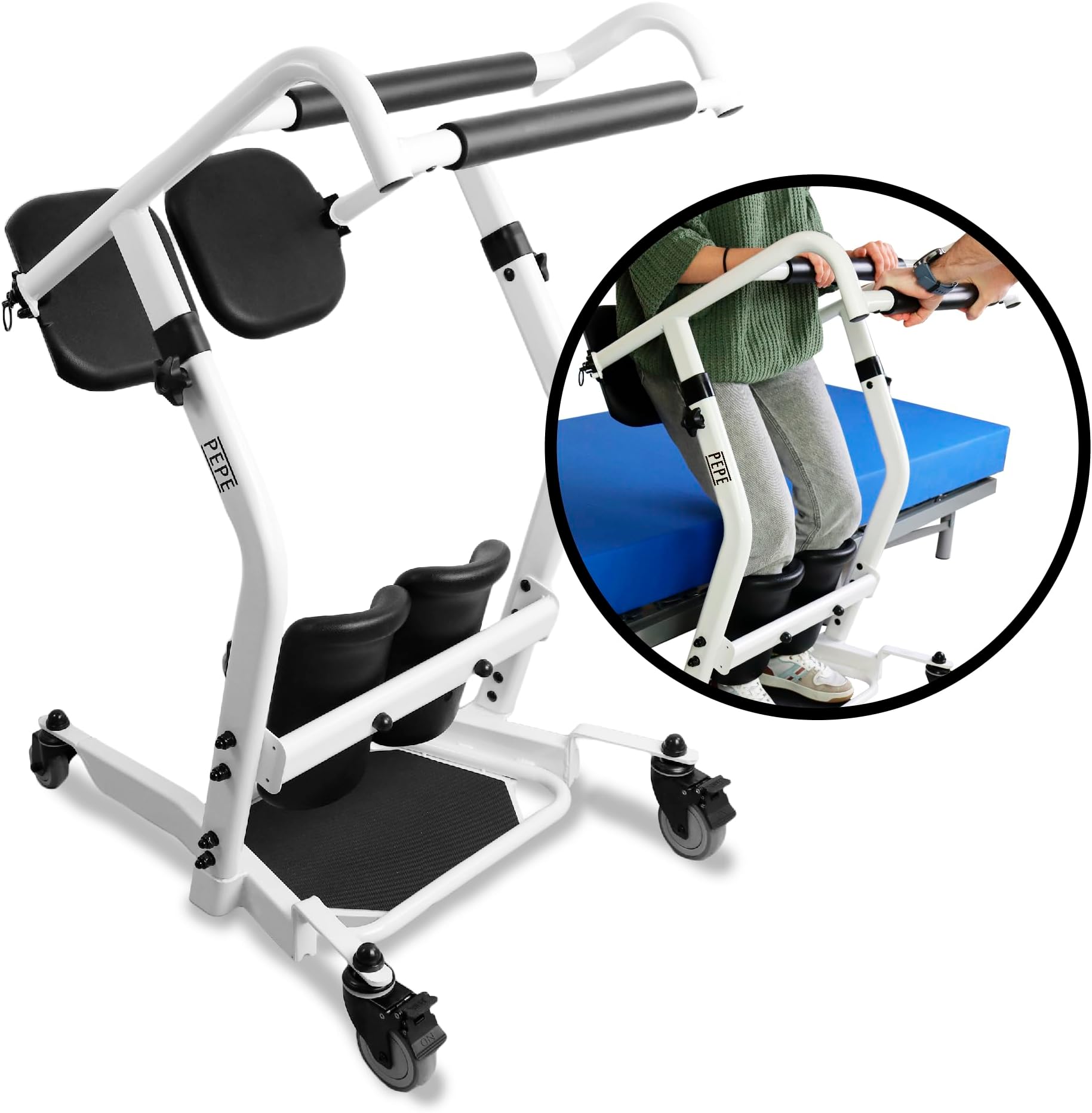 PEPE Mobility Transfer Chair for Elderly, Sit to Stand Patient Lift for People with Partial Body Weight Support, Padded Grip and Pads, Stand Assist Patient Transport for Handicapped