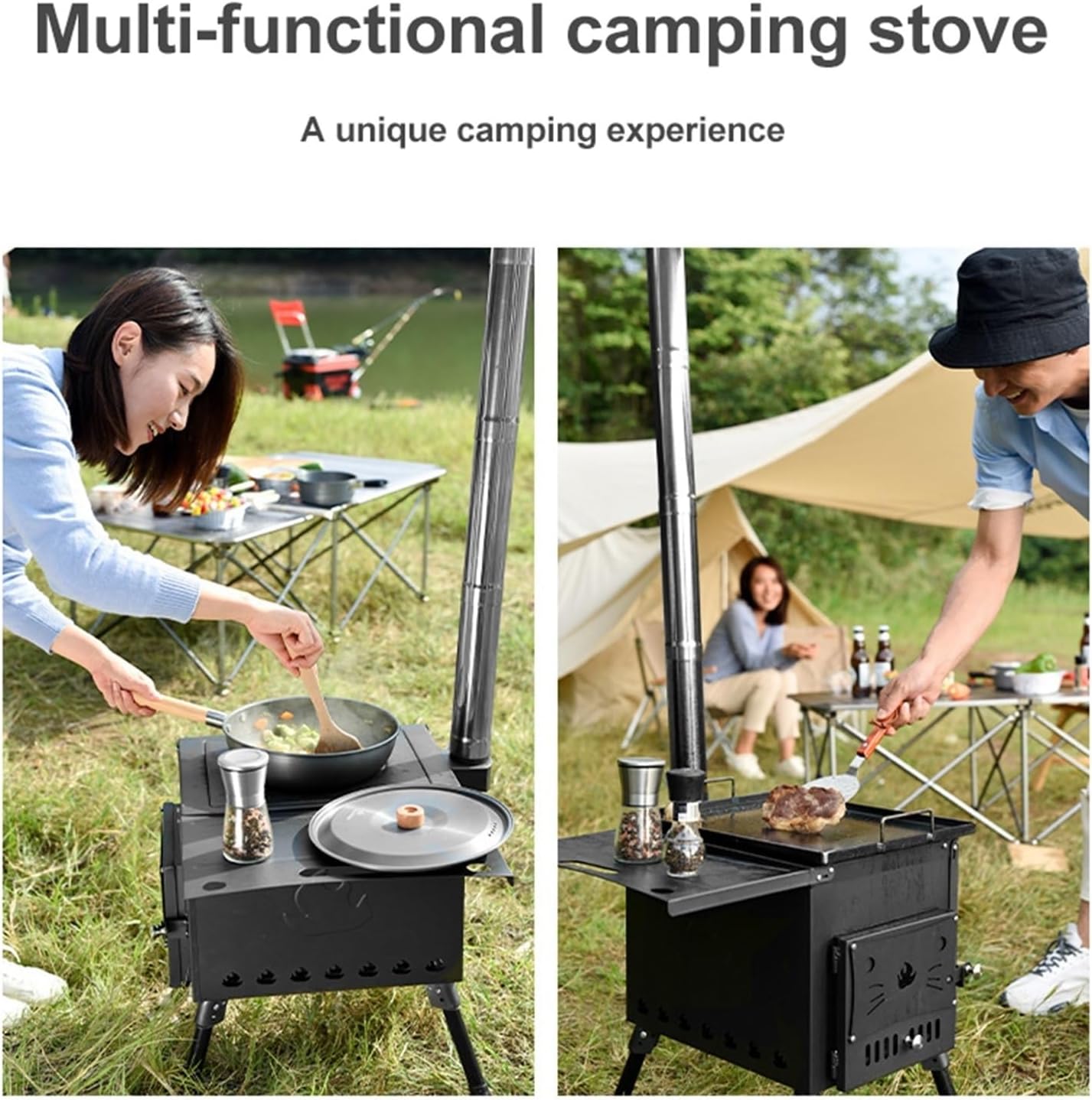 Camping Stove, Stainless Steel Camping Tent Stove,Portable Wood Stove Outdoor Burner For Camping Tent