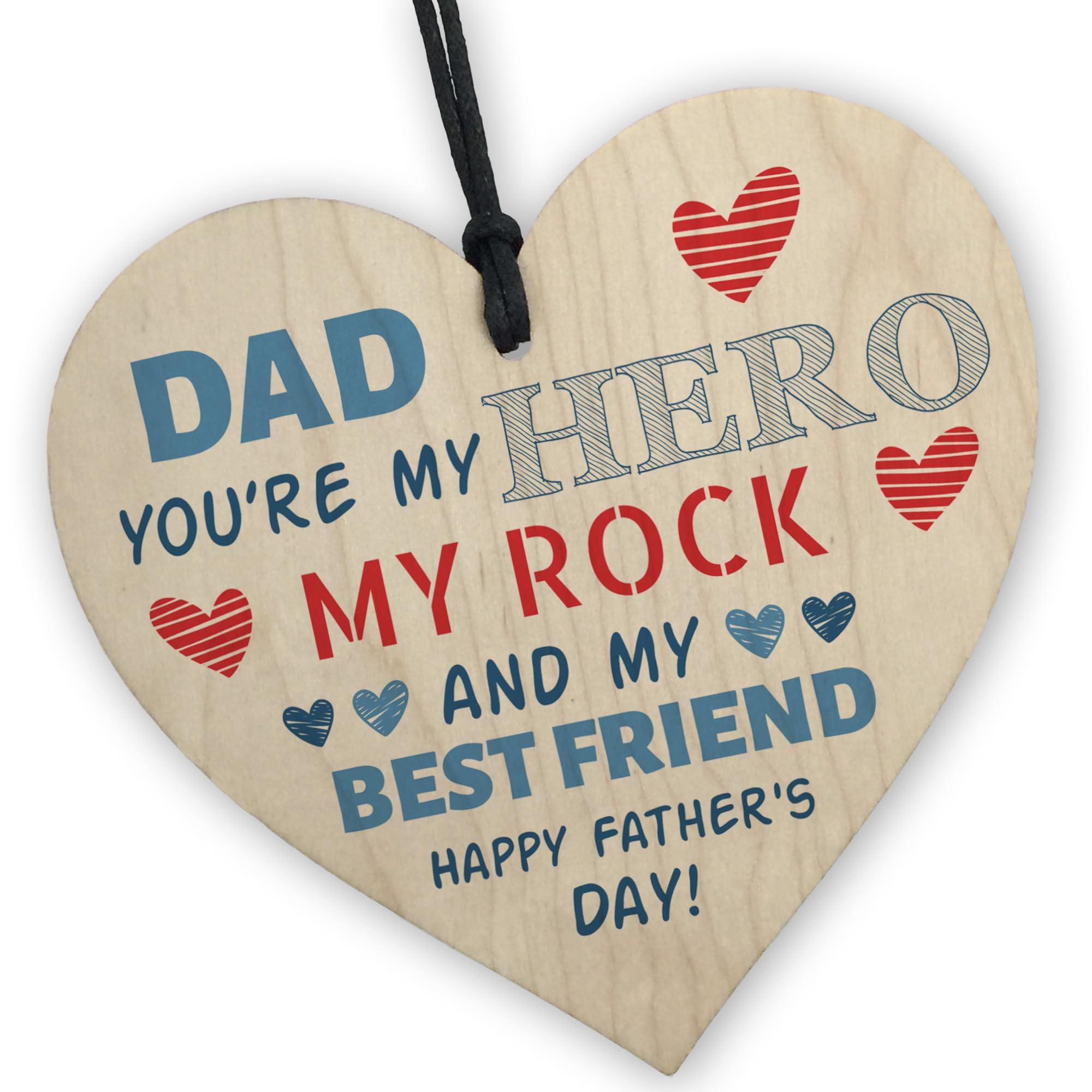 Red Ocean Father's Day Dad Gift Wooden Heart Keepsake, Dad Gifts From Daughter Son, Fathers Day Present Gifts For Dad, Keepsake Gifts For Dad, Dad Gifts For Father's Day