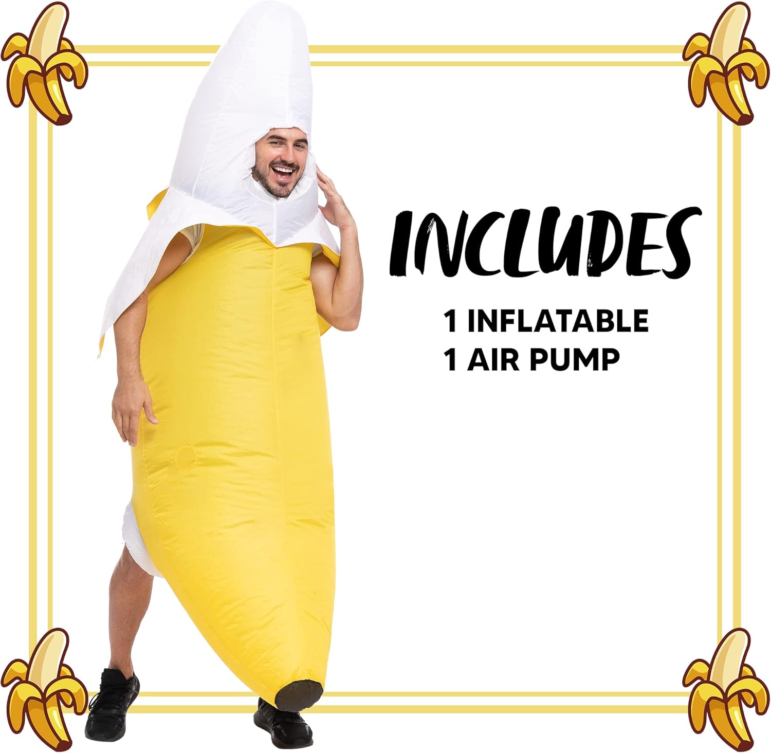 Spooktacular Creations Banana Inflatable Costume for Adult, Full-Body Air Blow Up Costumes, Funny Banana Costume for Halloween Costume Parties(Up to 8ft) - Image 5