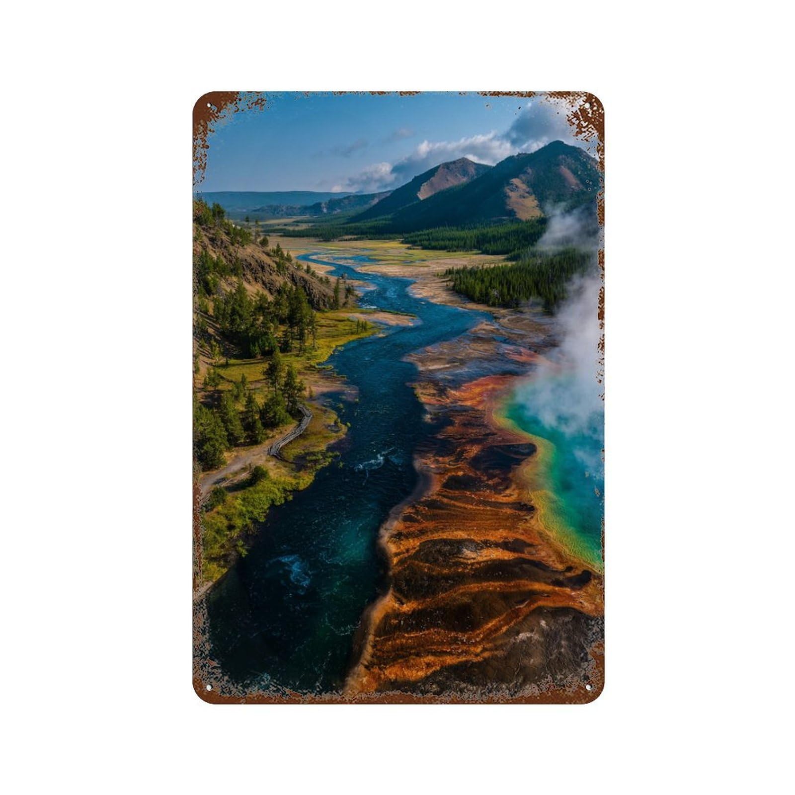 Yellowstone River Valley Rusty Metal Tin Sign 11.8"x7.9", for Shed, Workshop And Garage Wall Decor, Shabby Chic Decor