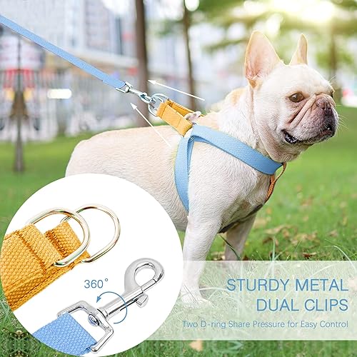 Miniatura 2 de Juego de arnés y correa para perro sin tirones, arnés halter con soporte para bolsa de excrementos, correas de algodón ligeras ajustables adecuadas