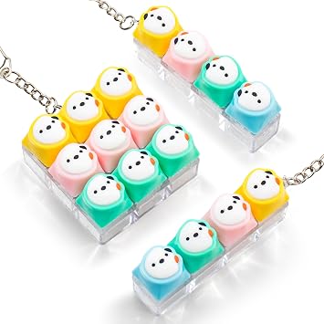 3Pack Keyboard Fidget Keychain, Cute Dog Clicky Keyboard Fidget Clicker Toy