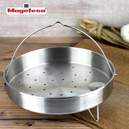 Miniatura 3 de MAGEFESA - Cesta de vapor perforada + trípode, universal de 7.9 pulgadas / 7.9 in, hecha de acero inoxidable, para ollas a presión y otros