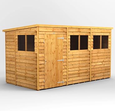 Powersheds High Grade Premium Pent Overlap Wooden Shed with Security Features, Door & Window Flexibility, made from Extra Thick Timber