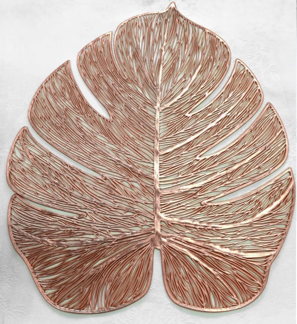 Occasions 120 Pieces Pack Pressed Vinyl Metallic Placemats/Wedding Accent Centerpiece Placemat (Garden Rose Gold)