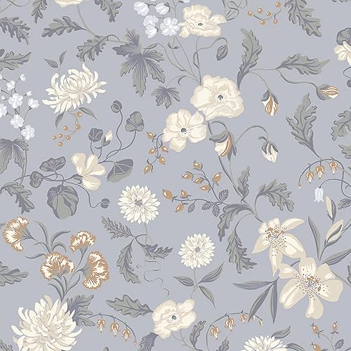 Hopepak Papel tapiz floral de 15.3 x 118 pulgadas, papel de contacto floral para plantas, extraíble, autoadhesivo, papel de pared de flores vintage,