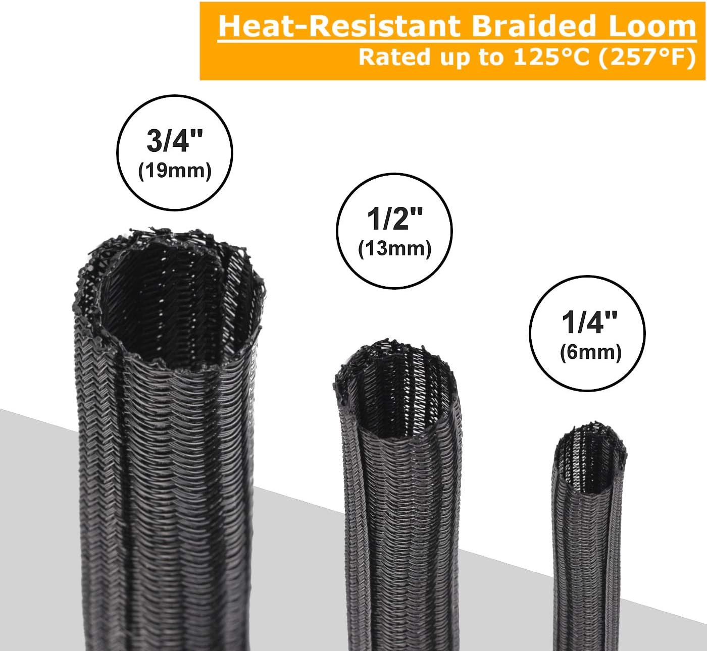 50% Off Discount MGI SpeedWare Braided Split-Sleeve Wire Loom for High-Temperature Automotive Harness and Home Cable Management 25 feet (1/2)