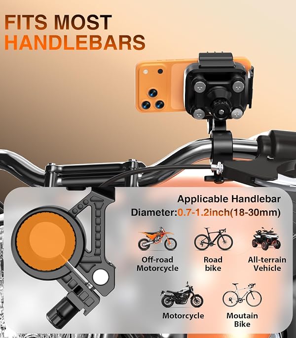 CRUIHOG Bicycle Motorcycle Phone Mount,4X Vivration Dampener [Camera Friendly] Bike Phone Holder Handlebar Cradle for Bicycle Scooter ATV Stroller, Adjustable Size Fits 2.4-3.54inch（60-90mm）wide phone by CRUIHOG - Image 7
