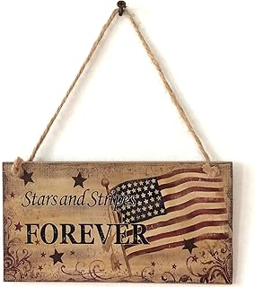 4th of July Door Sign Decorations,USA Stars and Strips Forever Wooden Signs, America Flag Welcome Wooden Hanging Sign for Front Door Decor, Independence Day Party Home Door Hanging Wall Decor