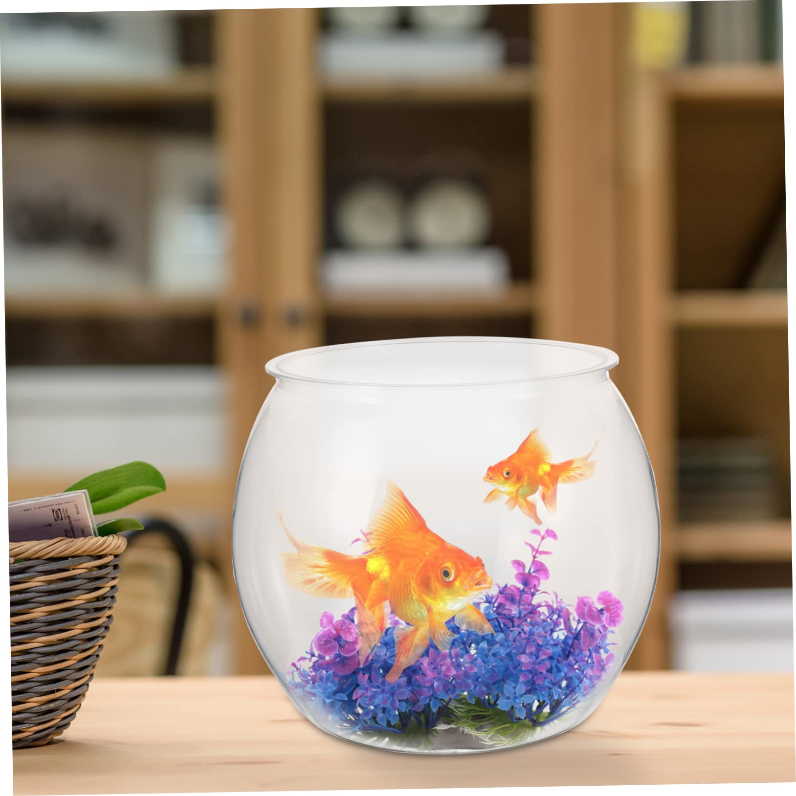 Sosoport Bocal à Poissons Plastique Transparent pour Aquarium De Bureau Bol De Poisson Décoratif Récipient pour Micro-Paysage