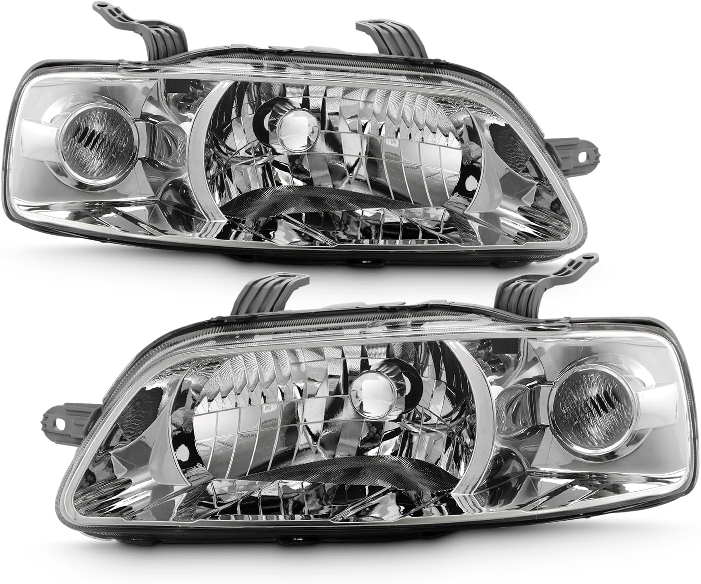 AKKON - Fit 2004 2005 2006 2007 2008 Chevy Avero|Aveo5 06-08 Halogen Type Headlight Headlamp OE Style Driver - Passenger Direct Replacement Chrome Housing