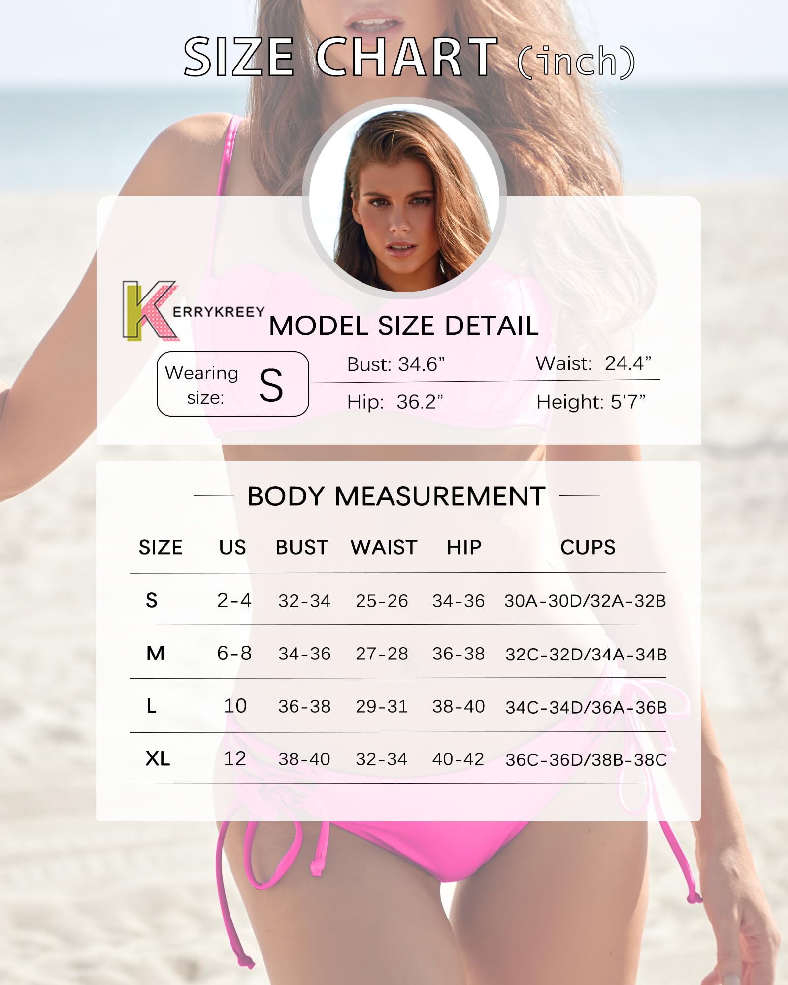 KerryKreey Underwire Swimsuits for Women Push Up Bikini Sets High Cut Cheeky Two Piece Lace Up Tie Side Bathing Suits: Large Hot Pink Bikini Sets