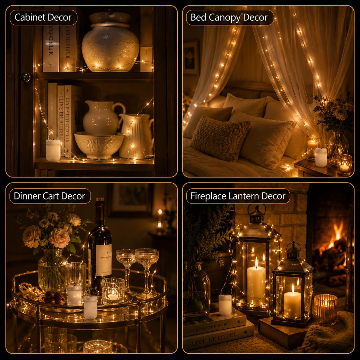 Paquete de 24 luces de hadas que funcionan con pilas, 7 pies, 20 luces LED de color blanco cálido, luces de luciérnaga impermeables de alambre plateado para tarros de masón, boda, fiesta de Navidad