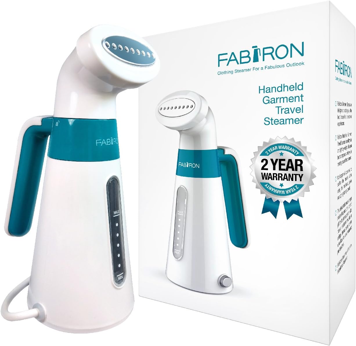Clothes Iron Steamer by Fabiron Powerful Aluminum Safety Heating Handheld Portable Travel Steamer for Delicate Fashion Garment Dress Suit, New Small Lightweight Home Style Design Easy Use Storage