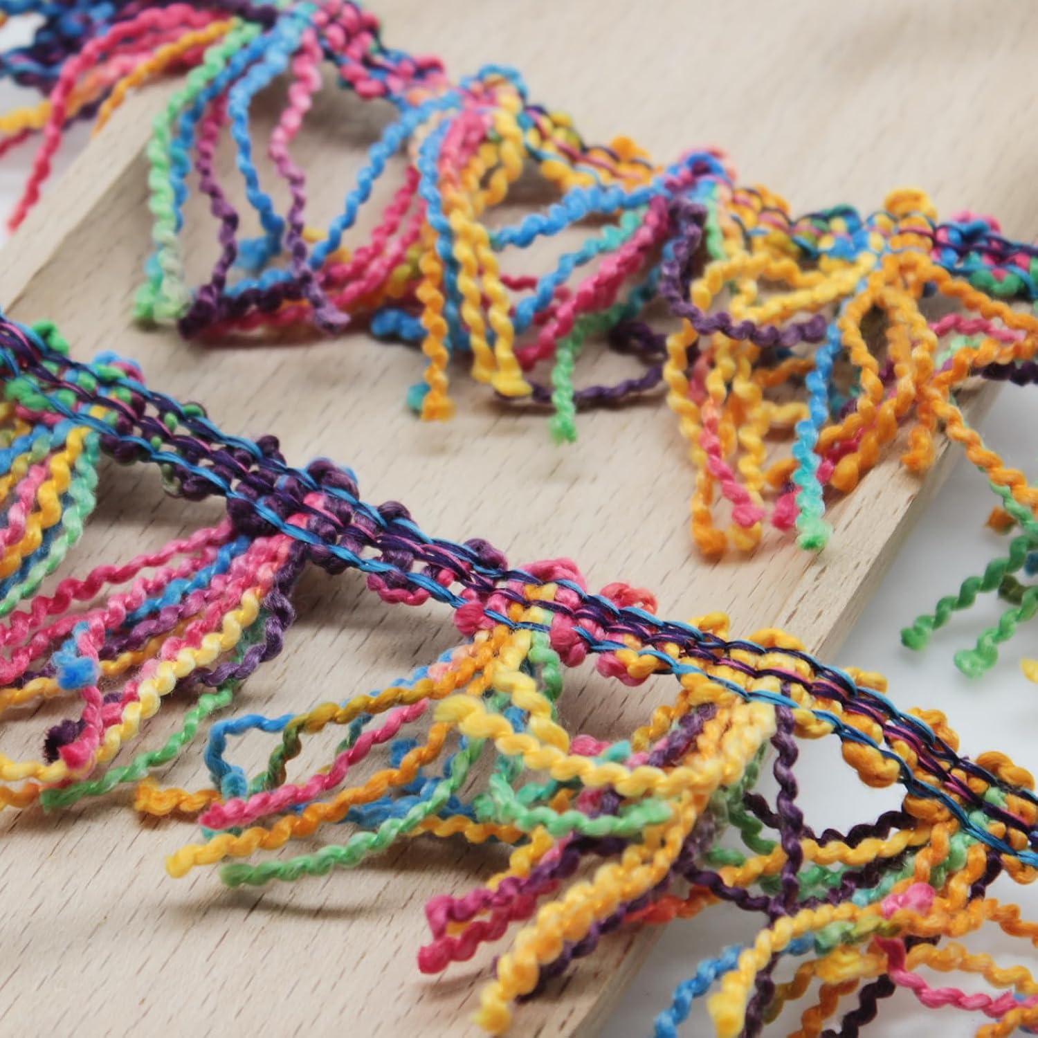 Yalulu 5 Yards Multicolor Knitting Tassel Fringe Trim Ball Fringe Ribbon Handwork DIY Sewing Accessory Lace for Home Wedding Craft Party Decoration