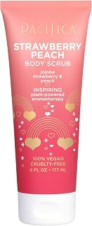 Pacifica Strawberry Peach Body Scrub, Gently Exfoliates & Polishes Dead Skin, For All Skin Types, Ven & Cruelty-Free, 6 Fl Oz