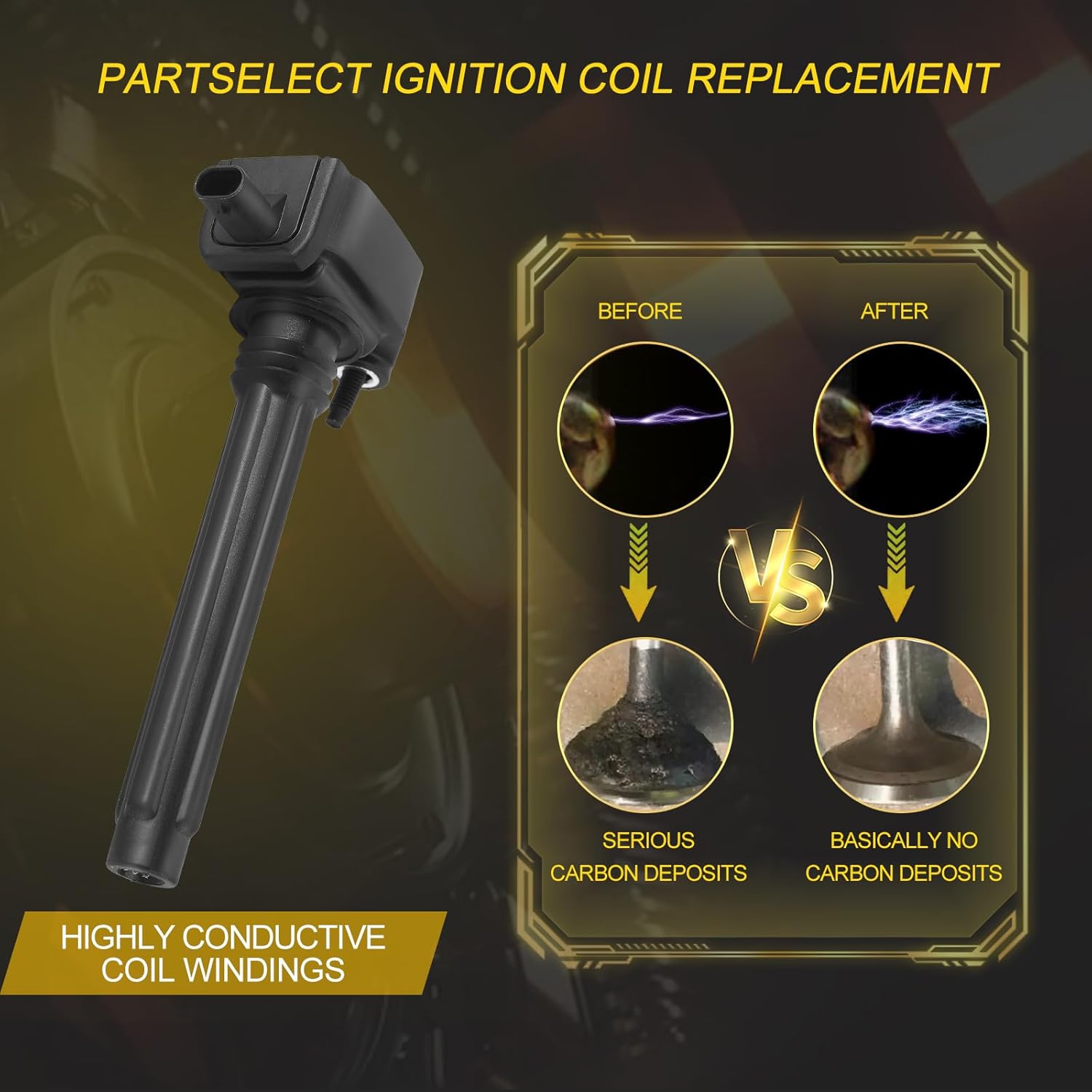 6PCS Ignition Coil Pack UF648 C1791 Replacement for Jeep Grand Cherokee Wrangler Dodge Avenge Challenger Charger Durango RAM 1500 Chrysler Town & Country VW Routan 3.6L V6 2011-2016 Black