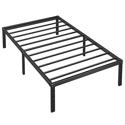 Metal Platform Bed Frame Twin Size, 18 Inch Height with