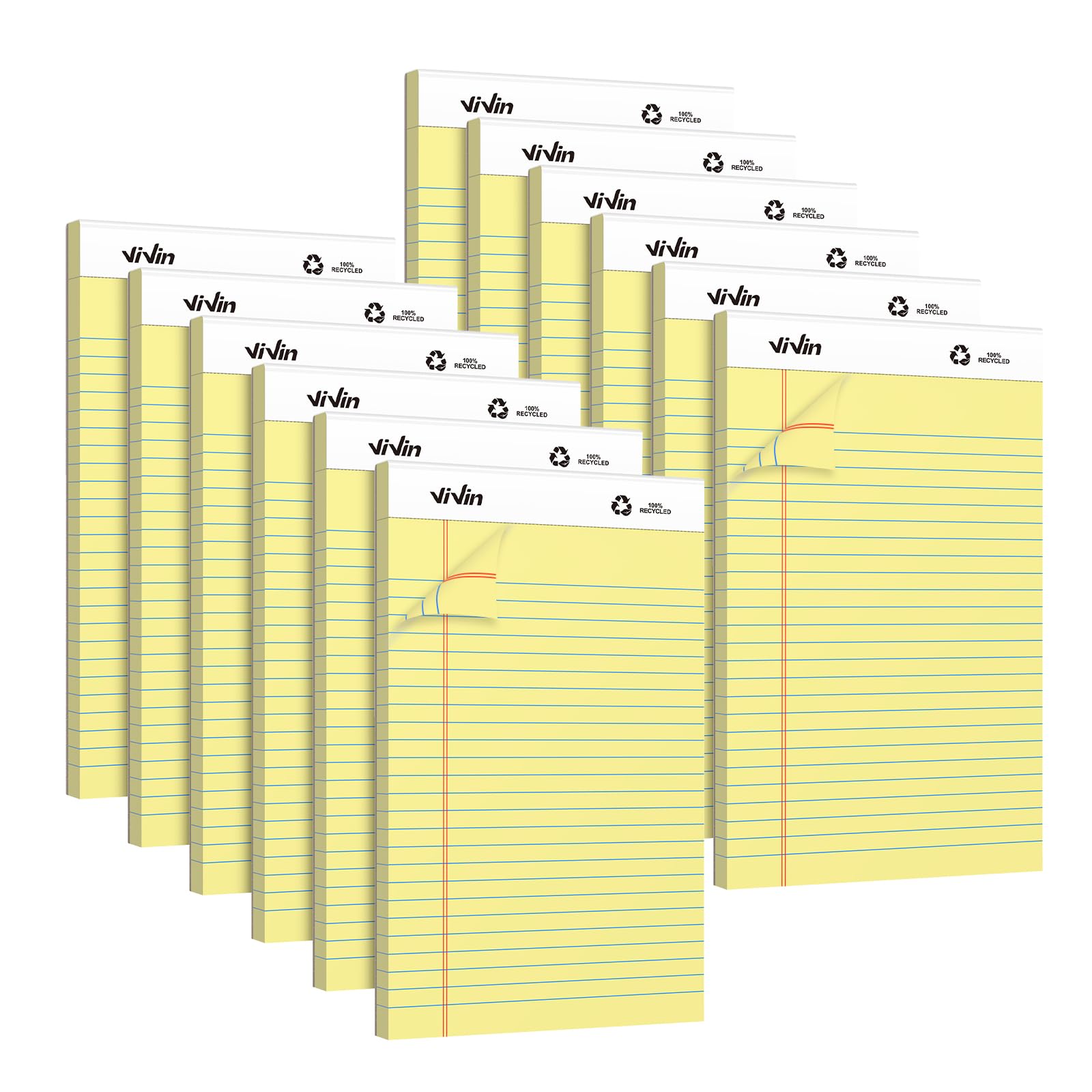 ViVin Legal Pads 5x8 Inch 12 Pack Narrow Ruled Perforated Writing Pads 30 Sheets Per Note Pads Small